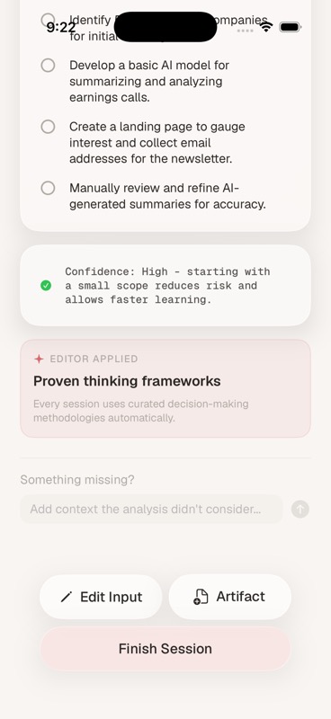 Next actions checklist and session completion